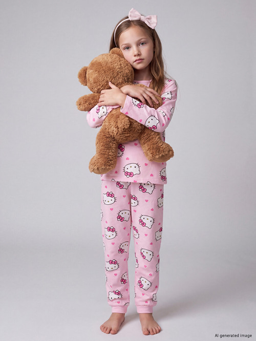 LCW Kids Pembe Hello Kitty Baskılı Kız Çocuk Pijama Takım