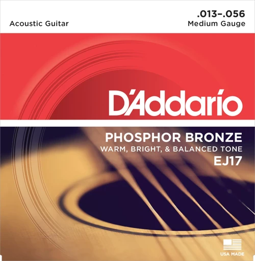 Daddarıo Ej17 Akustik Gitar Tel Seti, Phosphor-bronze, Medıum Ga