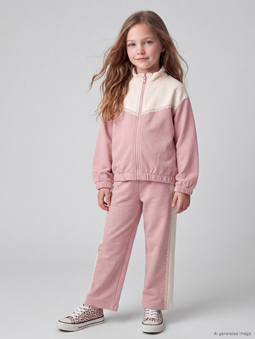 LCW Kids Pembe Renk Bloklu Kız Çocuk Takım