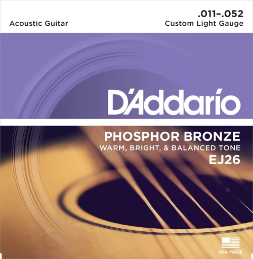 Daddarıo Ej26 Akustik Gitar Tel Seti, Phosphor-bronze, Custom Lı