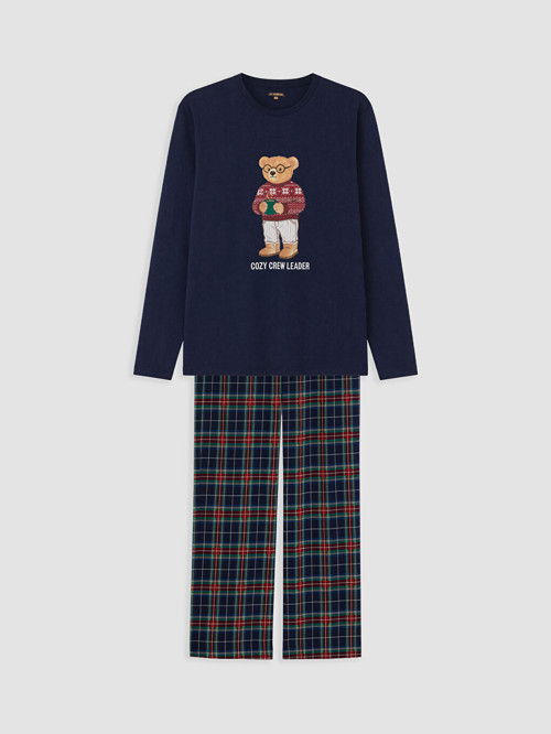 LC WAIKIKI Lacivert Ayı Teddy Baskılı Erkek Pijama Takımı