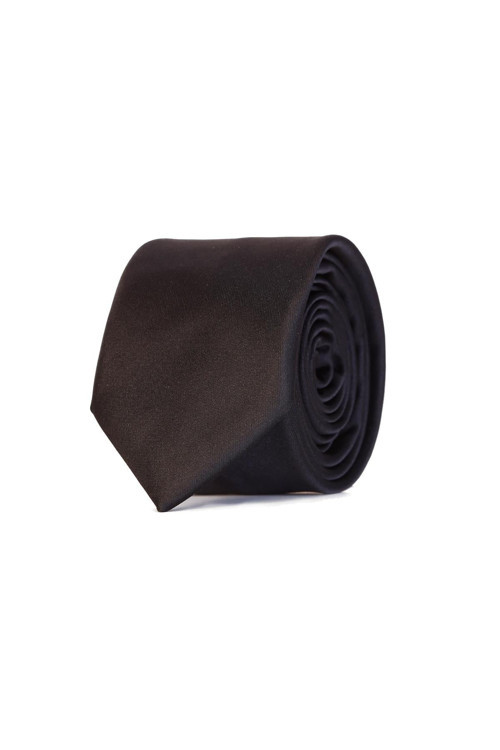 Erkek Siyah Basic Düz Mikrofiber Kravat
