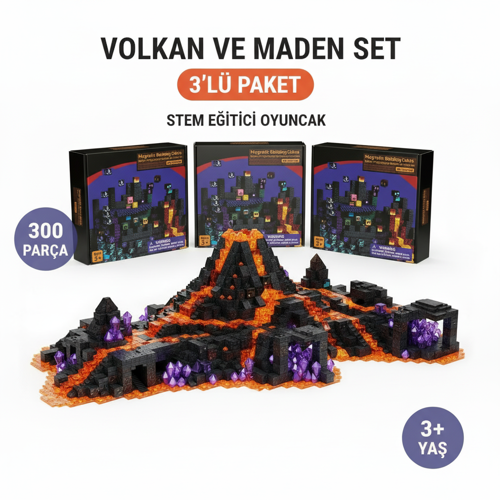 Volkan ve Maden Set – 3'lü Paket (300 Parça)