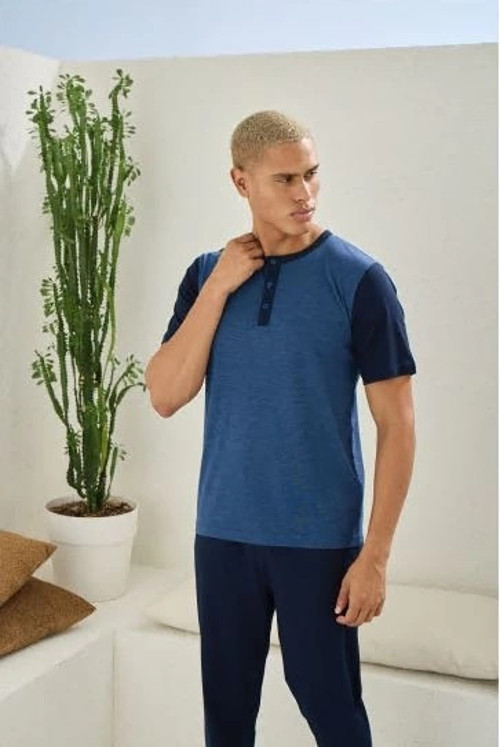 Kocabey 2205 Erkek Battal Midi Yaka Pijama Takım