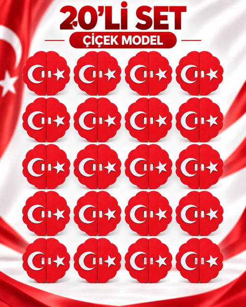 Ay Yıldız Gösteri Panosu Çiçek Model - 20'li Set