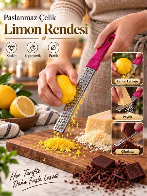 Limon Rendesi Paslanmaz Çelik Uzun Renkli Peynir Çikolata Portakal Rendesi 1 ADET