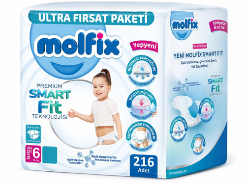 Premium Smart Fit Bebek Bezi 6 Beden 15+ KG Extra Large 216 Adet Avantaj Ultra Fırsat Pk