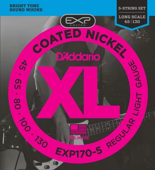 Daddarıo Exp170-5 Bas Gitar Tel Seti, 5 Telli, 45-130, Coated Nıckel