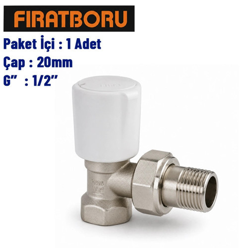 FIRAT PP Köşe Radyatör Vana 20mm, 1/2'', 1 Adet,