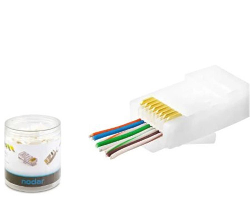 NODAR ND2406 CAT6 EZ RJ45 Konnektör 100 Adet Plastik Kutu - Beyaz (KDO)