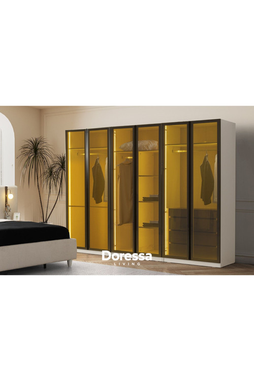 Flen 6 Kapılı Full Reflekte Camlı Gardırop