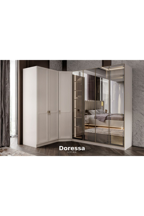Doressa Home Lavita 7 Kapılı Reflekte Camlı Köşe Gardırop