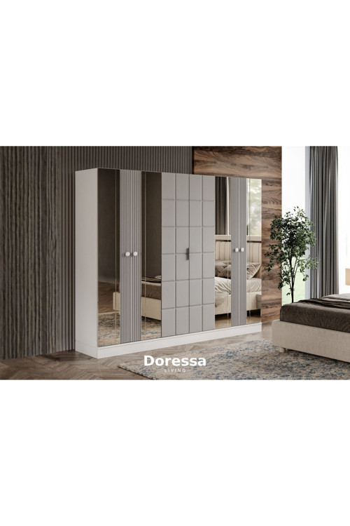 Adra Grey 6 Kapılı Gardırop