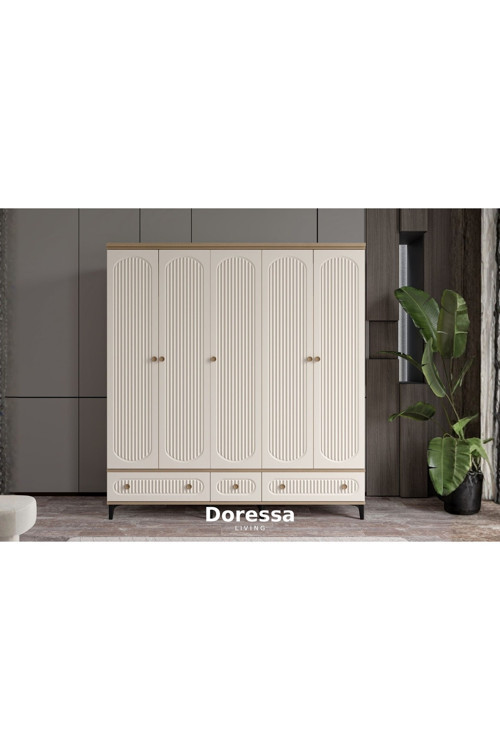 Cast Walnut 5 Kapılı Gardırop