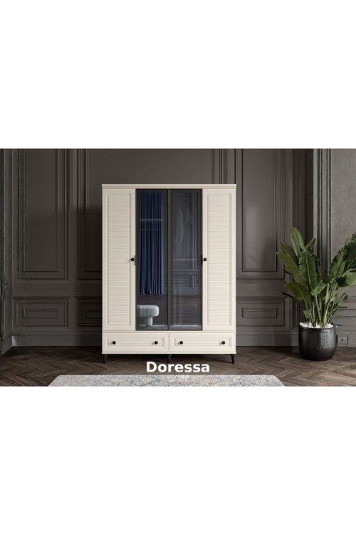 Doressa Home Zare Moon 4 Kapılı Camlı Gardırop