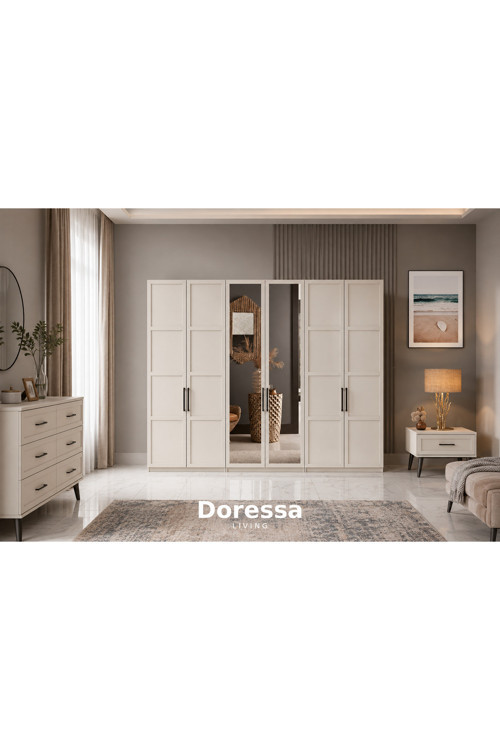 Pita Beige 6 Kapılı Gardırop
