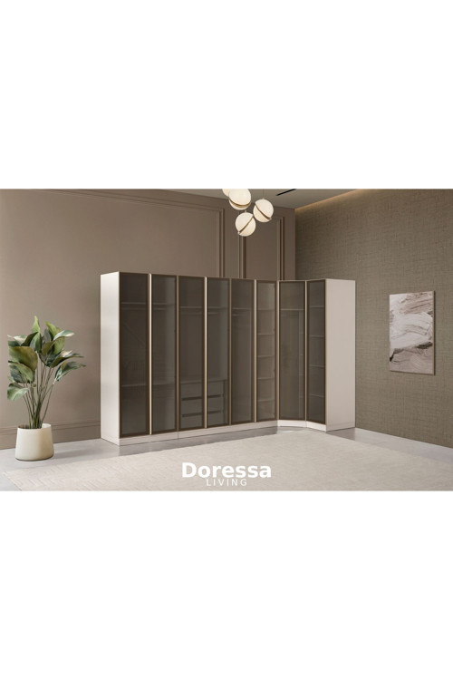Doressa Home Monia 8 Kapılı Reflekte Camlı Köşe Gardırop