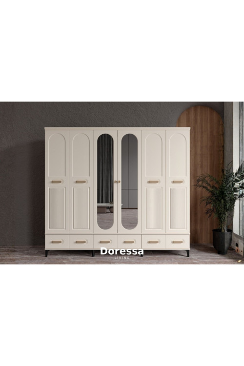 Doressa Home Hima Moon 6 Kapılı Aynalı Gardırop