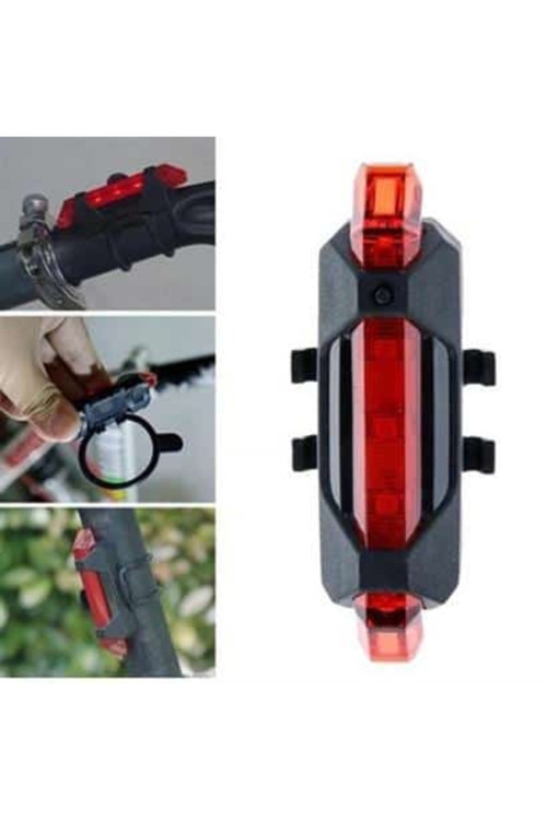 Buffer USB Şarj Edilebilir Parlak Bisiklet LED Lamba Su Geçirmez Güvenlik Uyarı Arka Lamba Işığı