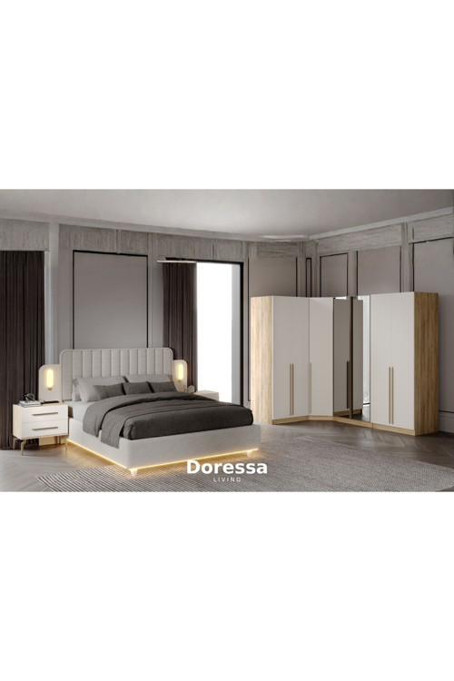 Doressa Home Kenz 7 Kapılı Reflekte Camlı Köşe Yatak Odası Takımı