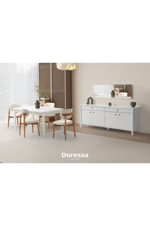 Doressa Home Folt White Yemek Odası Takımı