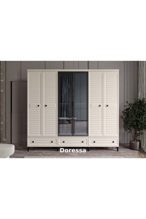 Doressa Home Risk Moon 6 Kapılı Camlı Gardırop