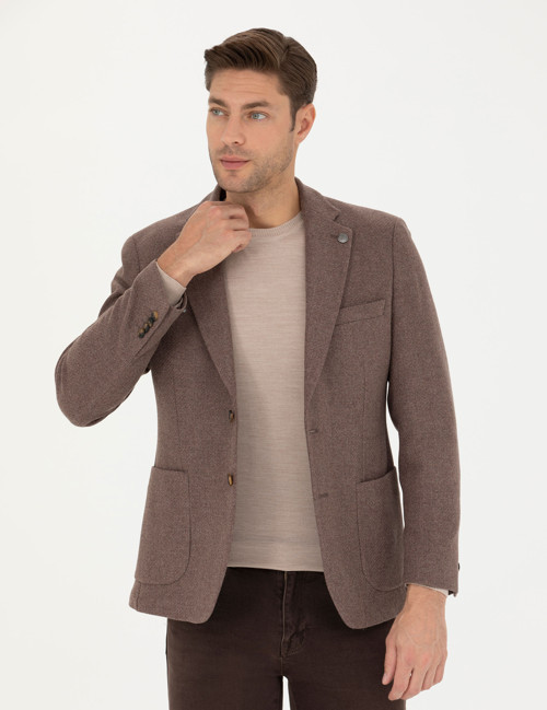 Kahverengi Slim Fit Yün Karışımlı Ceket 50276911-VR029