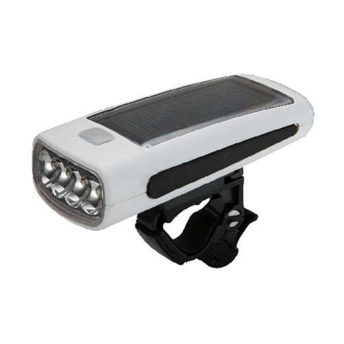 Bisiklet Ön Far 4Ledli USB Girişli - Güneş Enerjili-Şarj Edilebilir Pilli