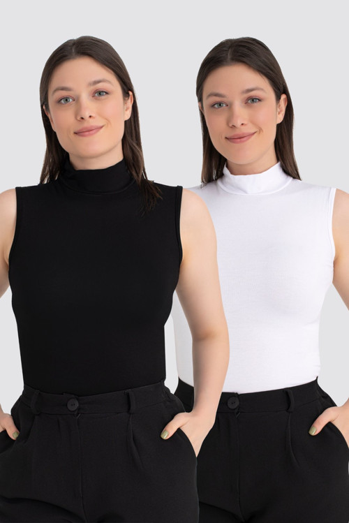 Kadın Balıkçı Yaka 2'li Kolsuz Body