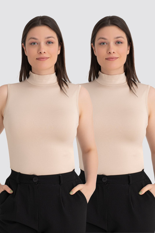 Kadın Balıkçı Yaka 2'li Kolsuz Body