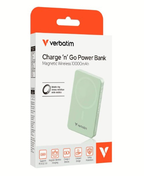 10000 Mah Manyetik Kablosuz (Magsafe) 15W Powerbank 20W PD Yeşil Renk Kablo Dahil-(32228)