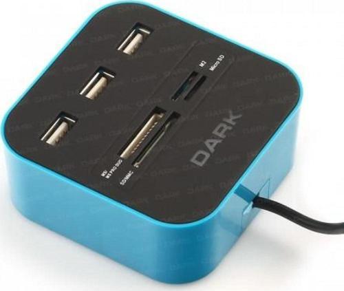 Ucr202 Usb Microsd/Sd/Mmc/M2/Ms Pro Duo Kart Okuyuculu Usb Çoklayıcı (Mavi) DK-AC-UCR202BL
