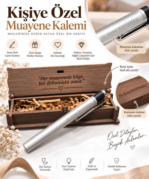 Muayene Kalemi I Kişiye özel Kalem I Doktora Özel Kalem I Hekime Özel Kalem I Doktora Özel Hediye I Led ışıklı Kalem I KUTULU