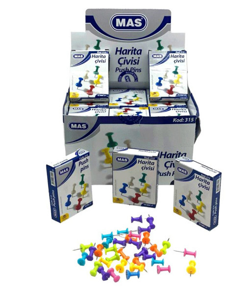 648 ADET HARİTA ÇİVİSİ MANTAR PANO İĞNESİ 12X18PCS RENKLİ SİLİNDİRİK (4604)