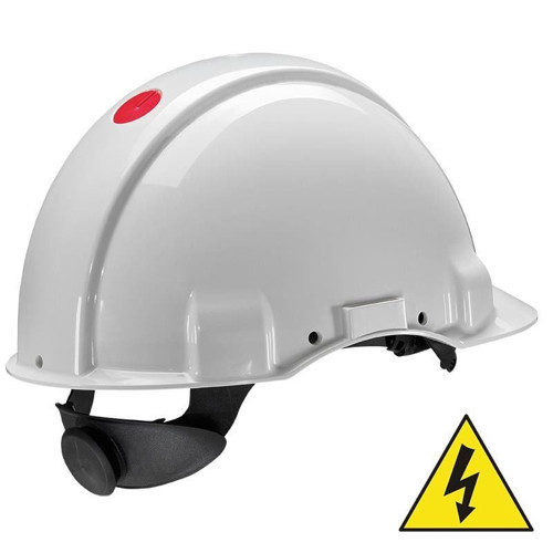 G3001 Beyaz Elektrikçi Bareti 440 V G3001NVI Plastik Ter Bantlı Mandallı