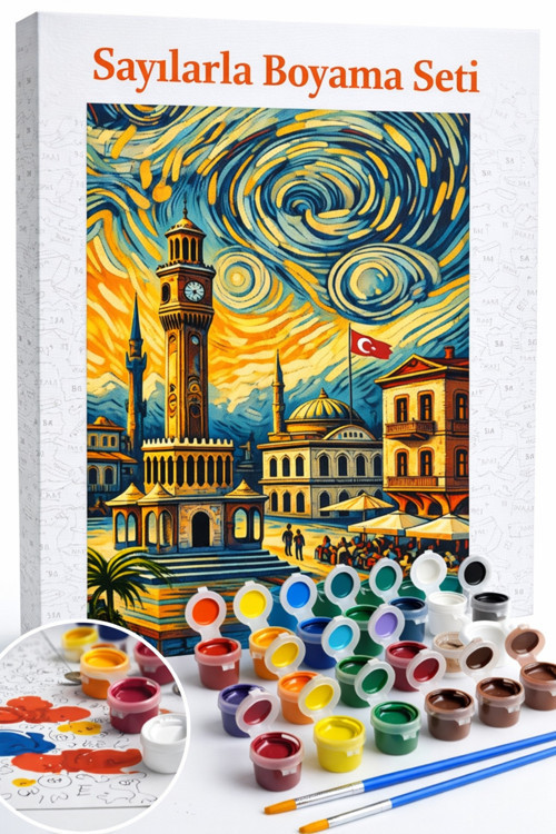 Sayılarla Boyama Çerçeveli Hobi Seti Numaralı Tuval Fırça Boya Dahil Kasnak SARMAL 40X50