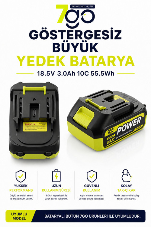 Göstergesiz Büyük Batarya | 18.5V 3.0Ah 10C 55.5Wh Li-Ion Yedek Batarya | Ürünleri ile Uyuml