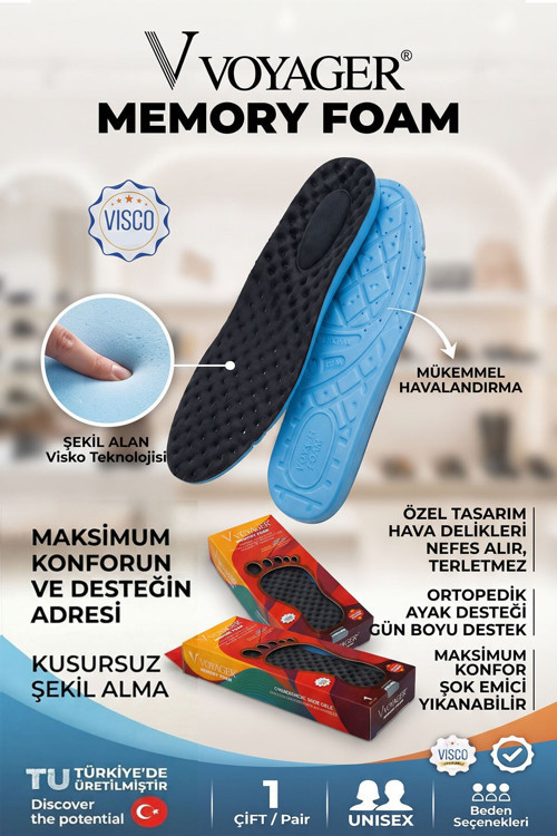 Memory Foam MFS Terleme Yapmayan Özel Dizayn Ortopedik Tabanlık Siyah