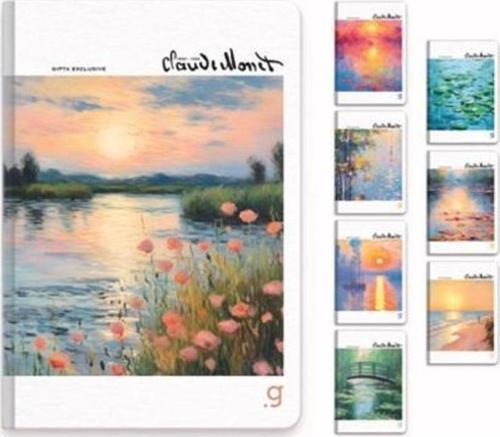 Monet İp Dikişli Sert Kapak Not Defteri 17X24 Cm 96 Yaprak Kareli 7009 (Karışık Renk 1 Adet)