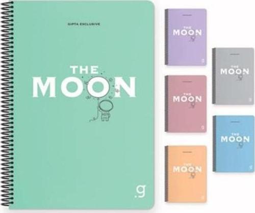 Moon Spiralli Plastik Kapak Defter A4 80 Yaprak Kareli 6957 (Karışık Renk 1 Adet)