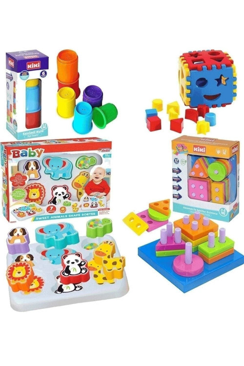 Oyuncak Bultak Eğitici Geometri Şekiller Dizayn Kule Neşeli Hayvanlar Zeka Geliştirici Set