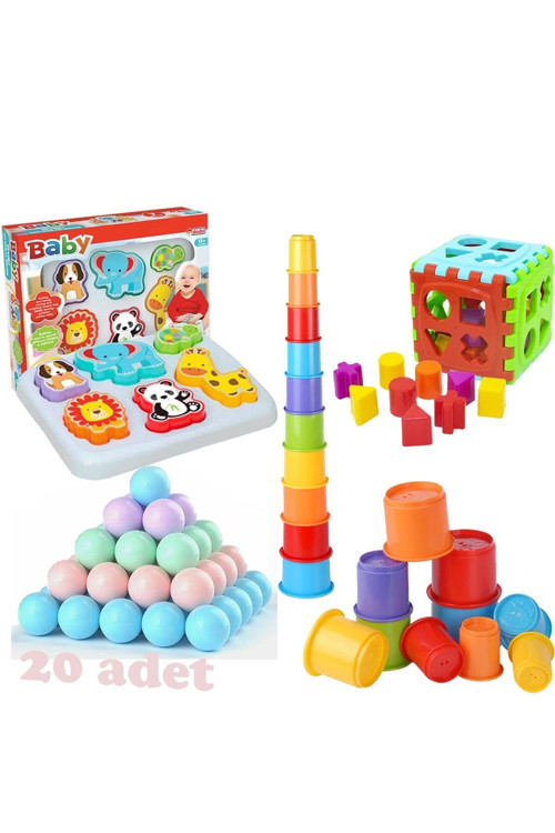 Oyuncak Bul Tak Eğitici Dizayn Kule Sevimli Hayvanlar Pastel Top