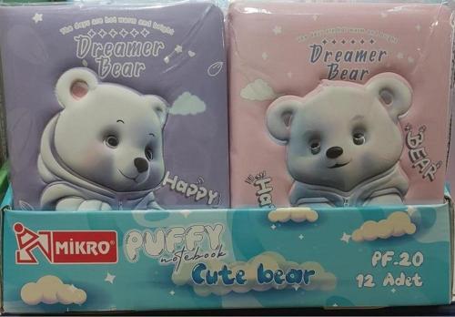 Not Defteri Puffy Cute Bear Girl 96 Yaprak Pf-20 (Karışık Renk 1 Adet)