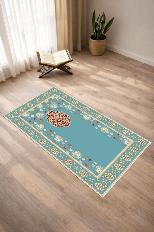 Klasik Desen Baskılı Kaymaz Taban Yıkanabilir Seccade