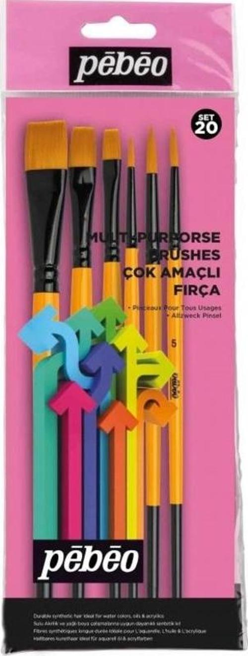Yağlıboya Fırça Seti Düz Kesik-3/4+3 Ad No:3,5,8+ 6 Lı Set-20