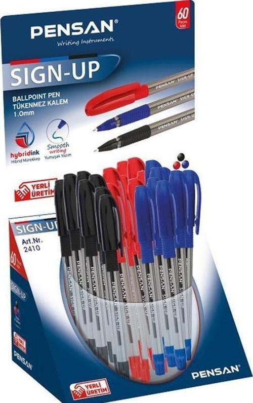 Tükenmez Kalem Sign Up 3 Renk Karışık 1.0Mm (60 Lı Stand) Pe2410S60