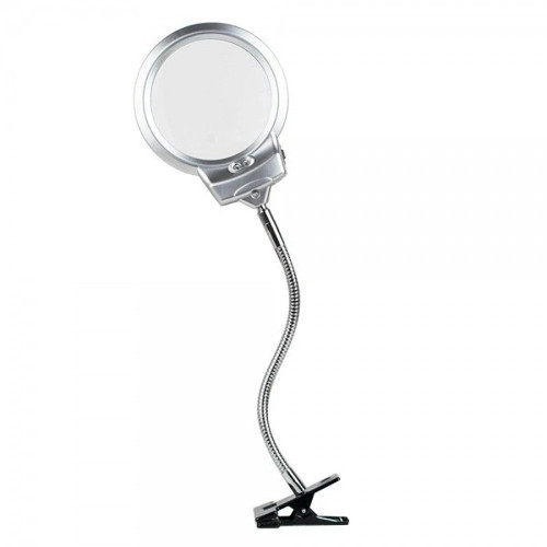 2.5 X 130 MM 5X24 MM LED Aydınlatmalı Büyüteç Masa üstü Metal Hortum Mandallı MG15124-C