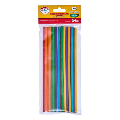 Mileo Ahşap Çubuk Yuvarlak 5x200mm Renkli 1835