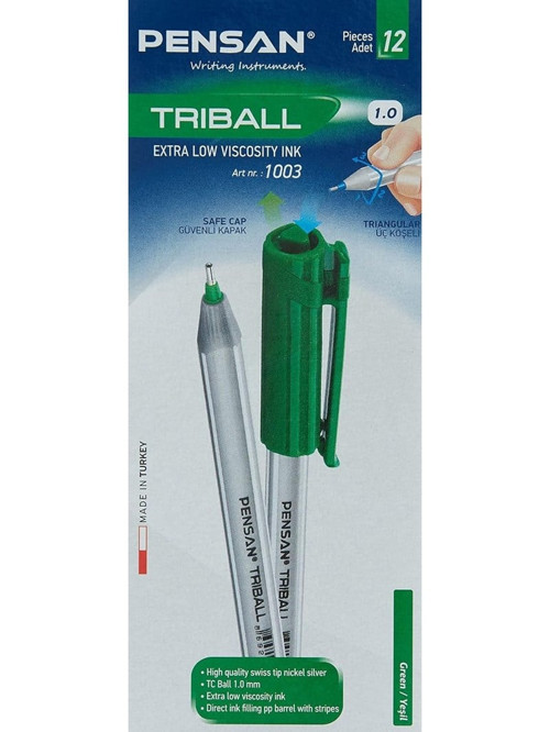 Tükenmez Kalem Triball 1 mm Mavi Yeşil 12'li Paket
