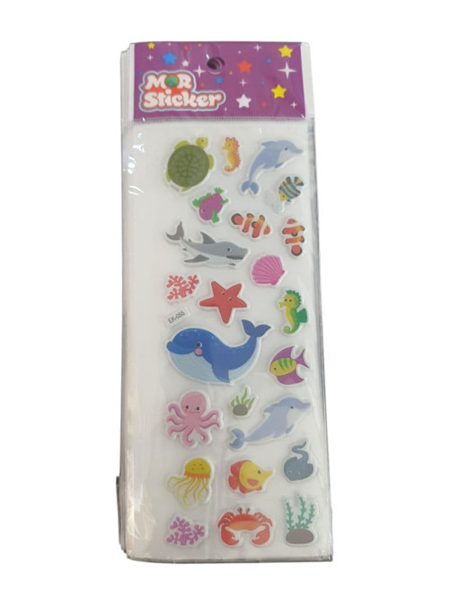 Mor Sticker Silikon Kabartma Deniz Canlıları 20'li Paket